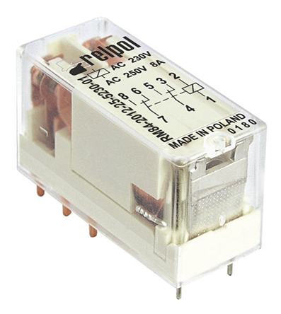 Relpol PCB Power Relay, 12V dc Coil, 8A Switching Current, DPDT