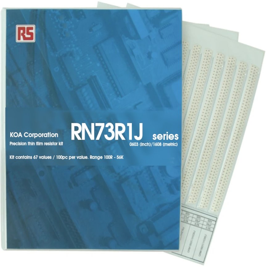 KOA, RN73R Thin Film, Surface Mount 67 Resistor Kit 6700, 100 Ω → 56 kΩ