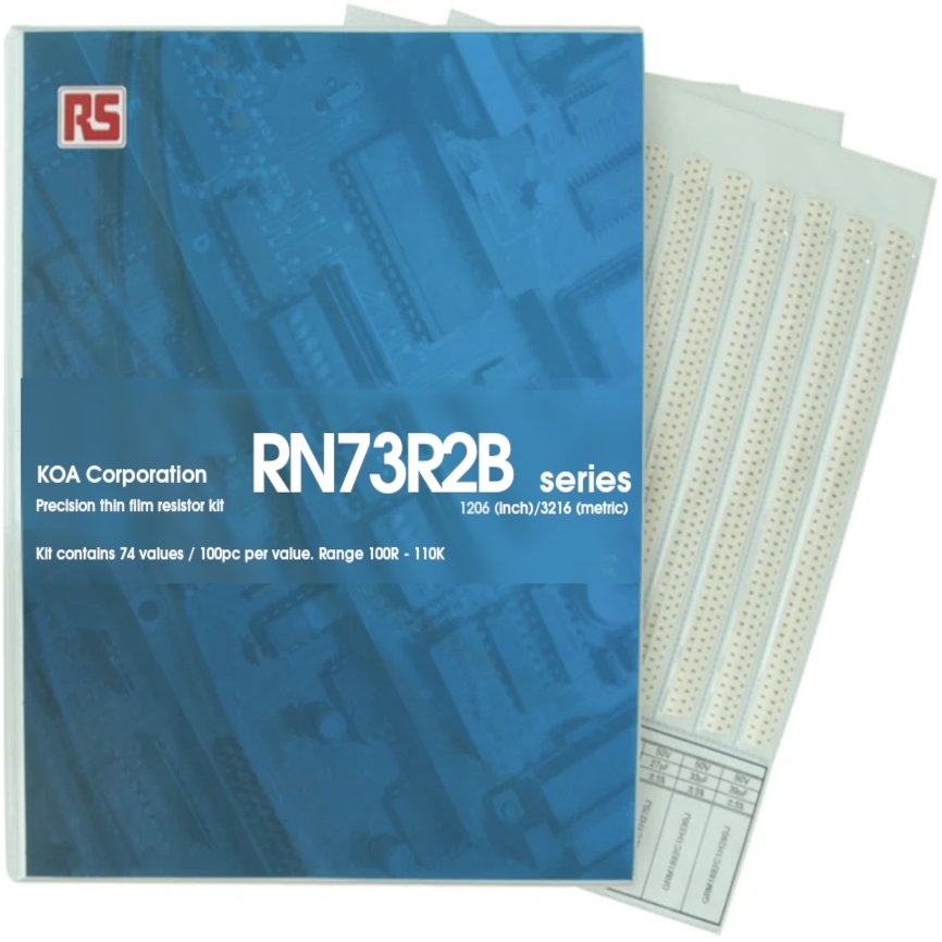 KOA, RN73R Thin Film, Surface Mount 74 Resistor Kit 7400, 100 Ω → 110 kΩ