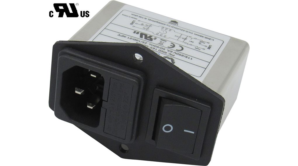 RND RND 165-00036, 250V 6A IEC Filter 3 Pole 1 Fuse, Faston