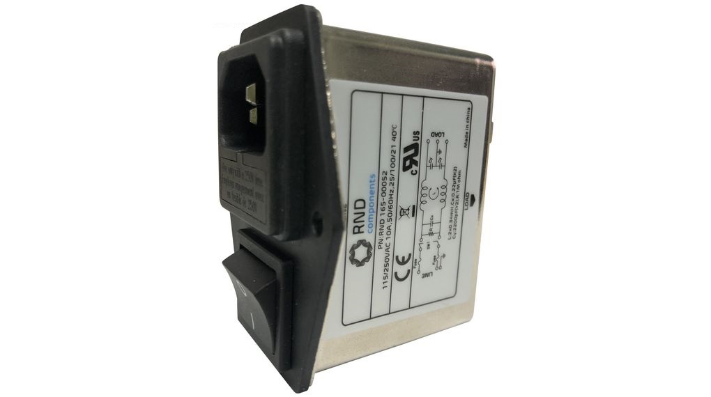 RND, RND 165 10 A 250V 50Hz, 60 Hz, Chassis Mount EMI Filter, Tab 1 Phase