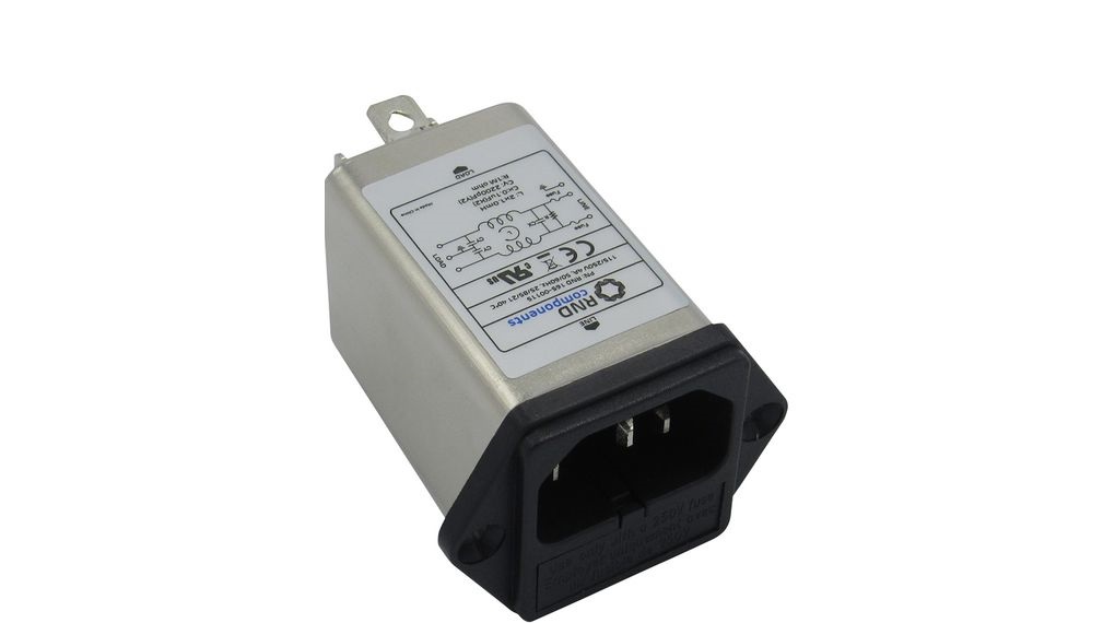 RND RND 165-00115, 250V 4A IEC Filter 3 Pole 1 Fuse, Snap-In