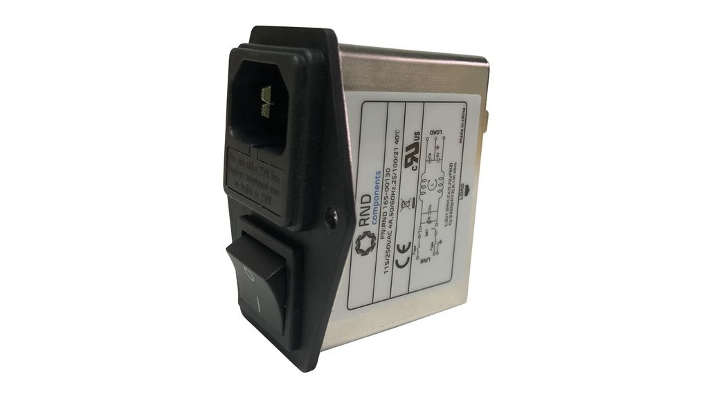 RND, RND 165 4 A 250V 50Hz, 60 Hz, Chassis Mount EMI Filter, Tab 1 Phase