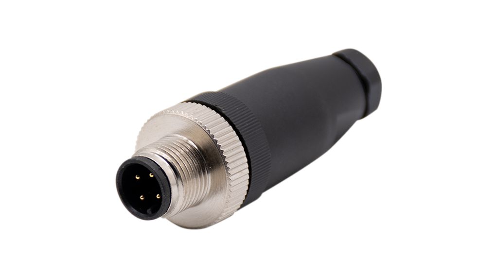 RND Connector, 4 Contacts, Cable, M12 Connector, Plug, Male, IP67, RND 205 Series