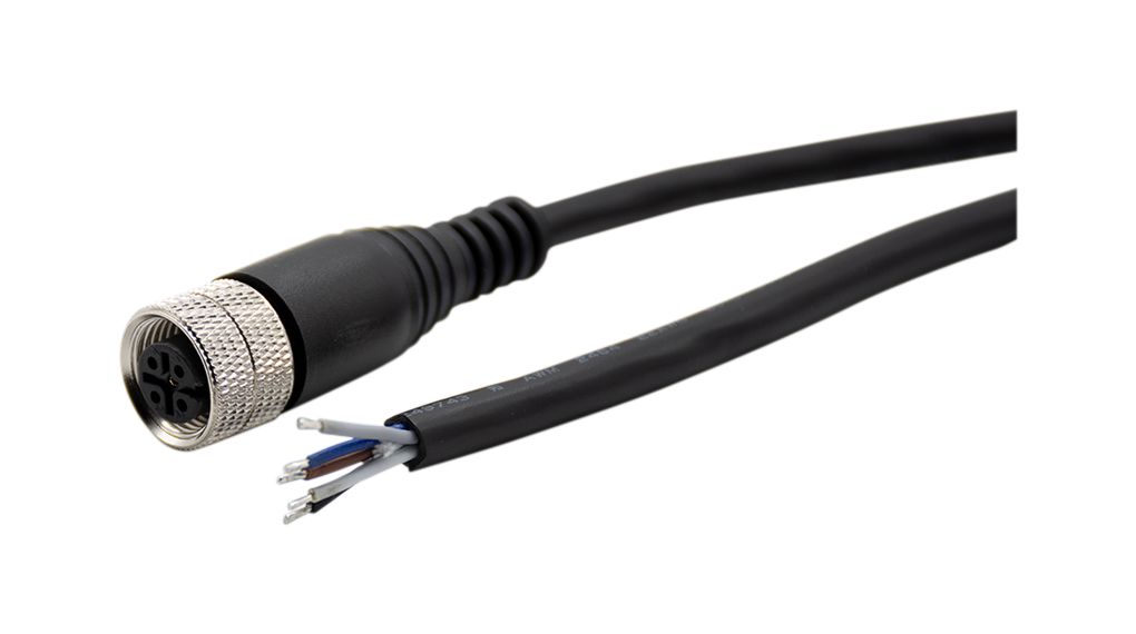 RND Female 5 way M12, Straight to Straight Connector Cable, 2 m