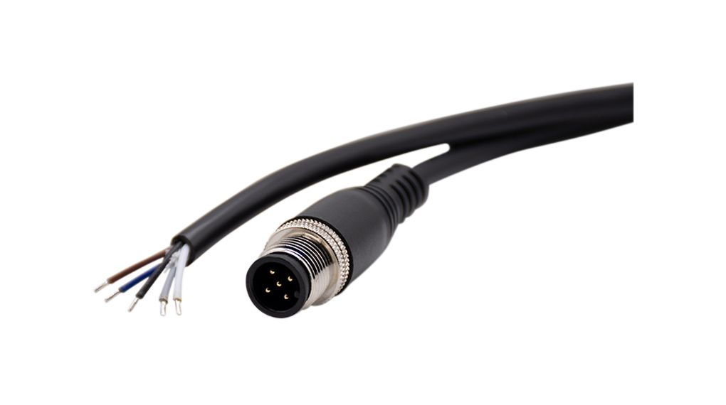RND Male 5 way Straight to Straight Connector Cable, 2 m