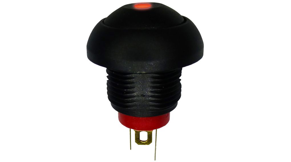 RND RND 210 Series Illuminated Push Button Switch, On-Off, Panel, 13.6 mm Cutout, 1 NO, Red LED, IP67, 24 V dc