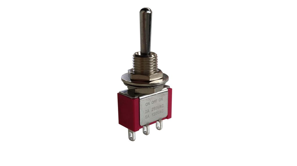RND Toggle Switch, Panel Mount, On-Off-On, 1 CO, Solder Lug Terminal, 28 V dc, 250 V ac