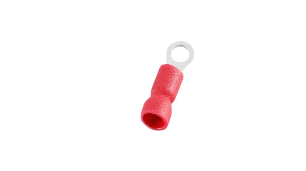 RND, RND 465 Insulated Ring Terminal, 5/16 in Stud Size 16 AWG 22 AWG Wire Size, Red