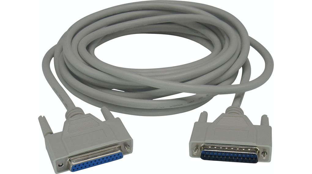 RND Male D-Sub 25-Pin to Female D-Sub 25-Pin Serial Cable, 5 m, RND Series