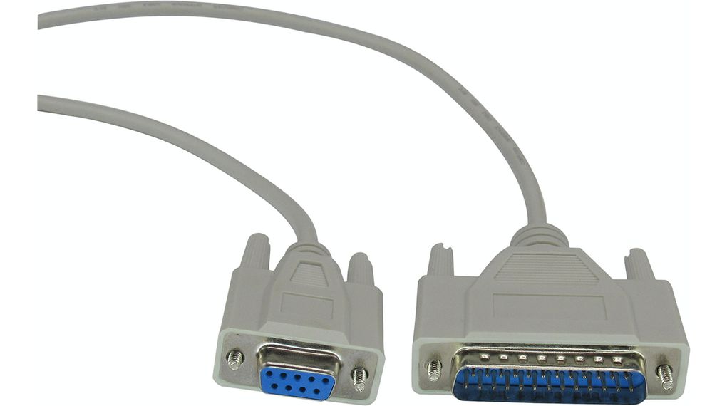 RND Female D-Sub 9-Pin to Male D-Sub 25-Pin Serial Cable, 1.8 m, RND Series