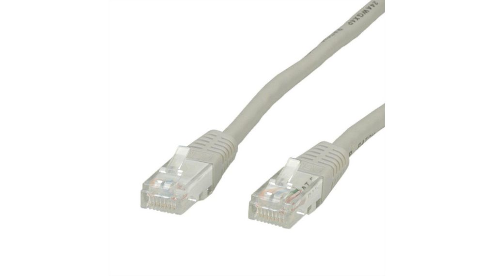 RND RND 765, 2 m Cat5e Ethernet Cable, Grey RJ45, Straight to Male Straight Male, Unshielded Polyvinyl Chloride Sheath
