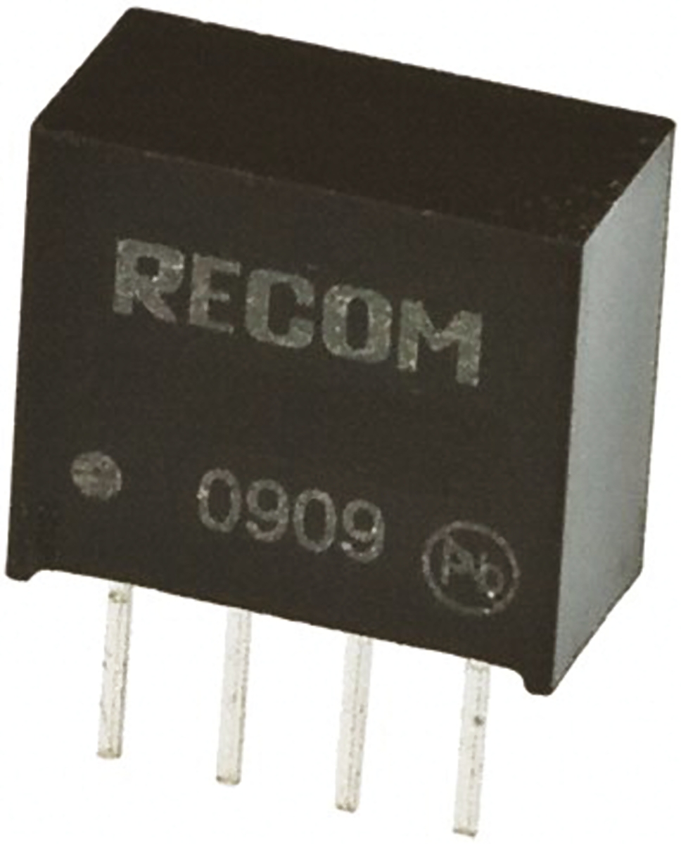 Recom DC/DC Converter, 5V/ 200 mA, 5V Input, 5V Input 1 W, Through Hole, 100 °C Max Temp -40 °C Min Temp, 4-Pin Tube