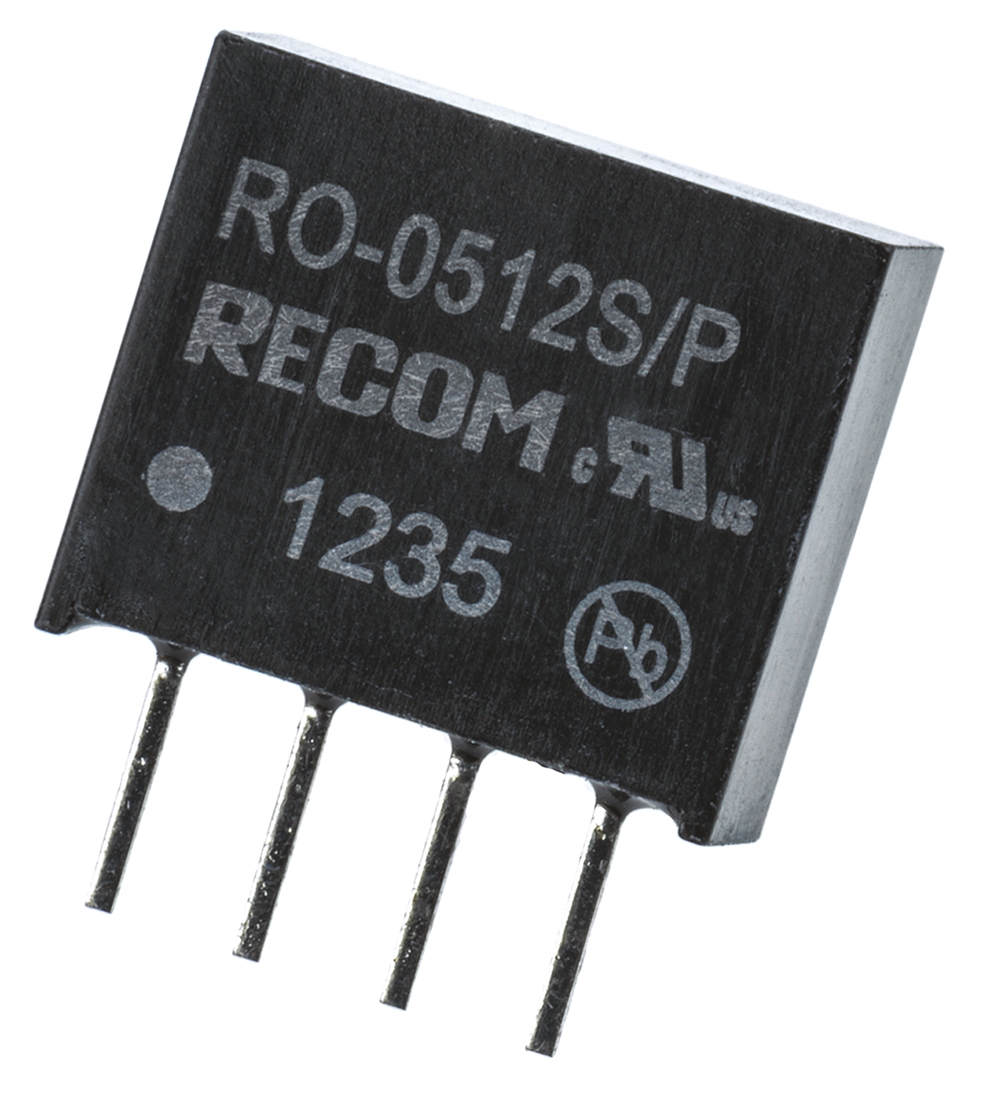 Recom RO DC/DC Converter, 12V dc/ 83 mA, 5V dc Input, 4.5V Input 1 W, Through Hole, 85 °C Max Temp -40 °C Min Temp,