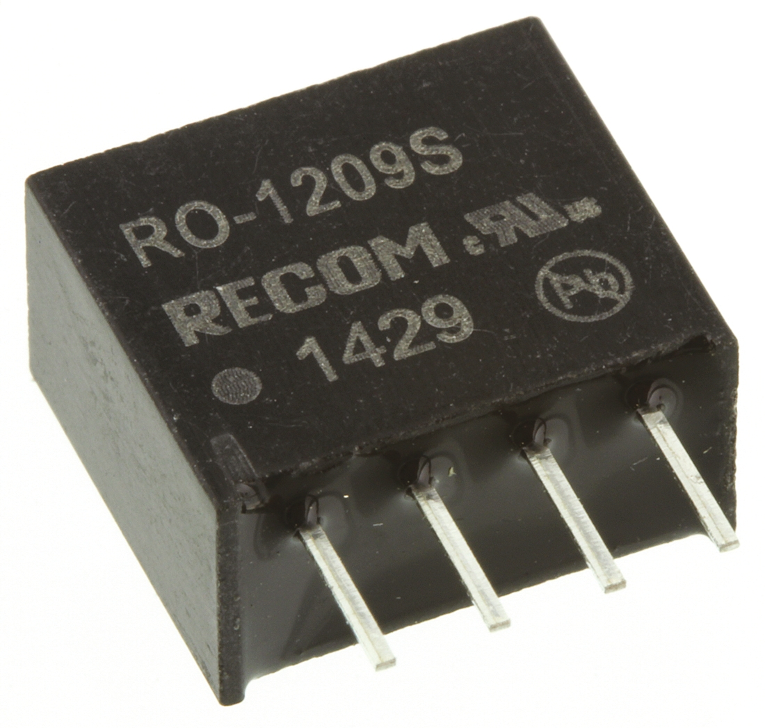 Recom RO DC/DC Converter, 9V dc/ 111 mA, 12V dc Input 1 W, Through Hole, 85 °C Max Temp -40 °C Min Temp, 4-Pin SIP