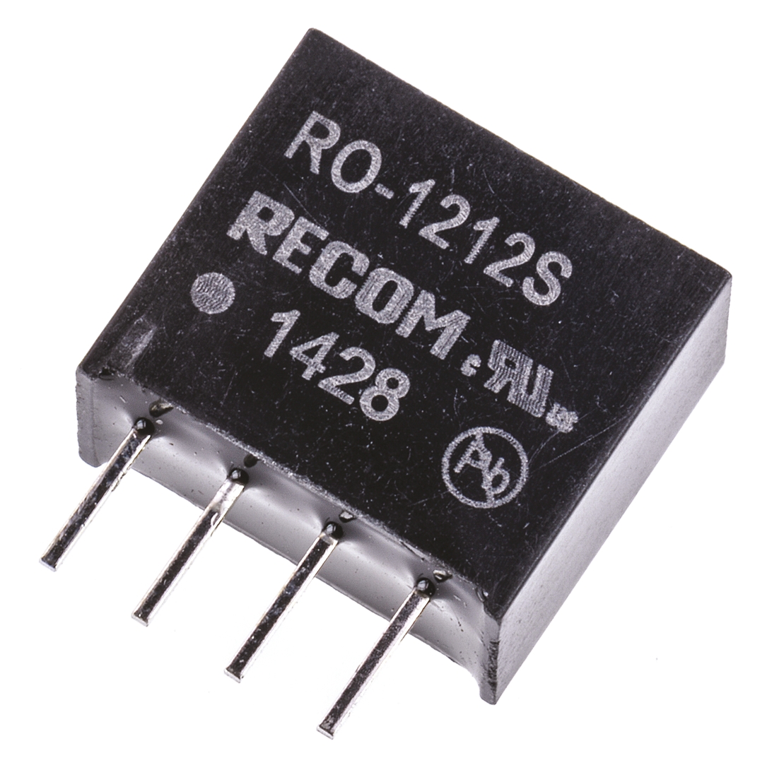 Recom RO DC/DC Converter, 12V dc/ 83 mA, 12V dc Input, 0V Input 1 W, Through Hole, 85 °C Max Temp -40 °C Min Temp, 6-Pin