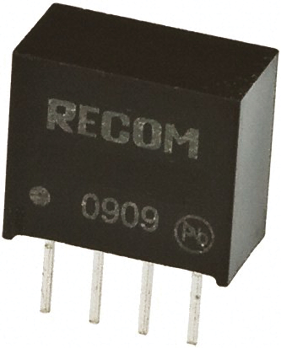 Recom DC/DC Converter, 15V/ 66 mA, 12V Input, 3.3V Input 1 W, Through Hole, 85 °C Max Temp -40 °C Min Temp, 4-Pin SIP-4