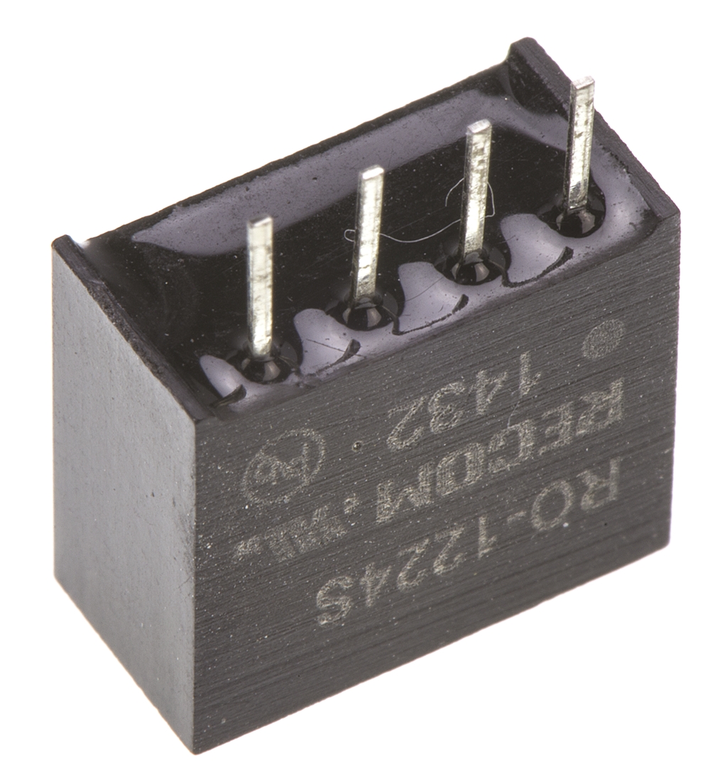 ro-1224s Recom RO DC/DC Converter, 24V dc/ 42 mA, 12V dc Input, 0V Input 1 W, Through Hole, 85 °C Max Temp -40 °C Min Temp, 6-Pin