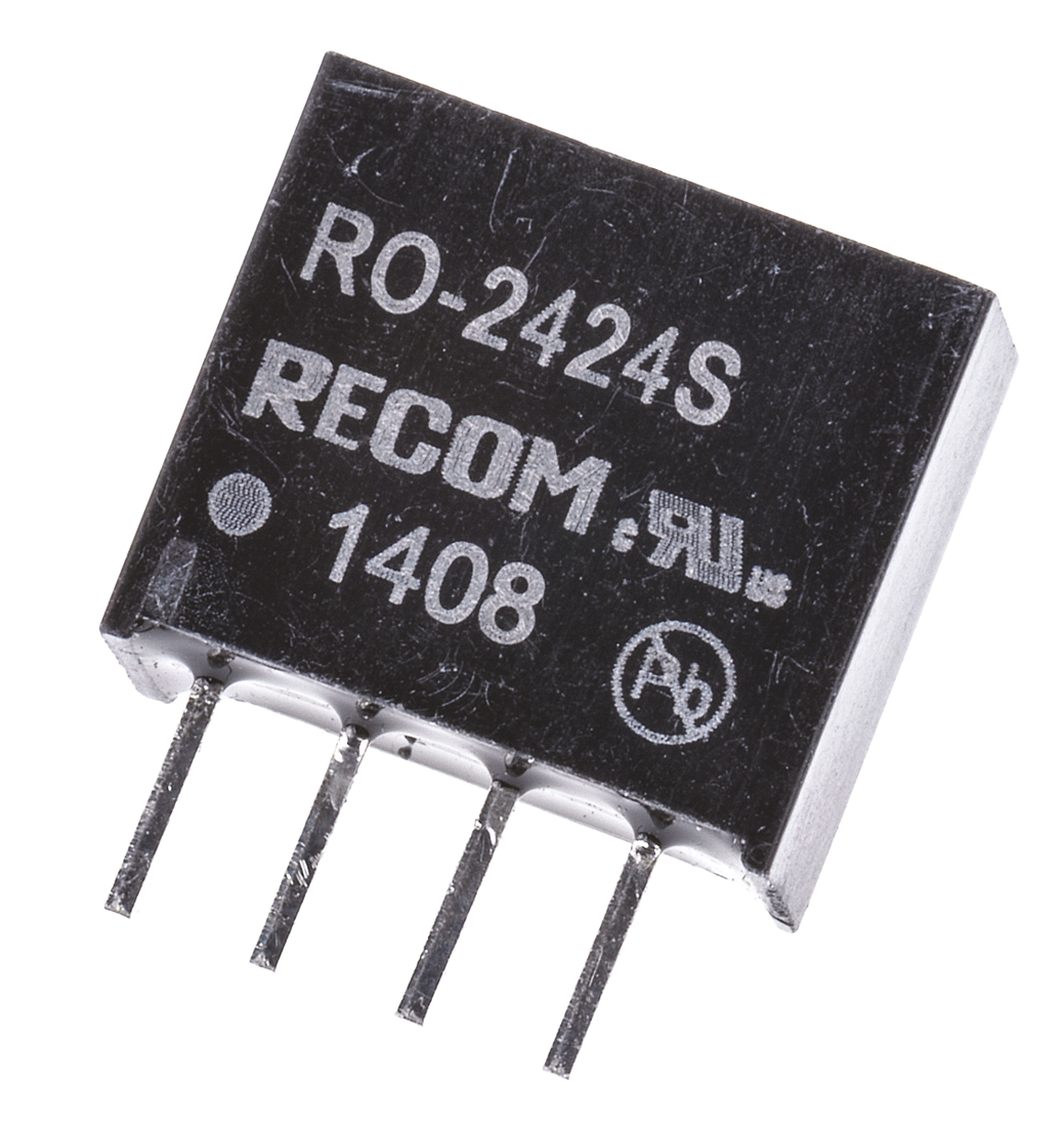 Recom RO DC/DC Converter, 24V dc/ 42 mA, 24V dc Input, 0V Input 1 W, Through Hole, 85 °C Max Temp -40 °C Min Temp, 6-Pin