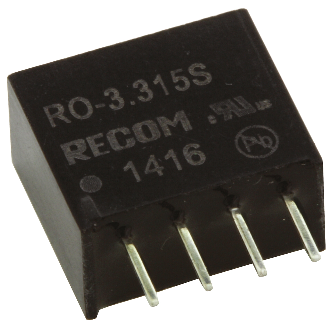 Recom RO DC/DC Converter, 15V dc/ 66 mA, 3.63V dc Input, 2.97V Input 1 W, Through Hole, 85 °C Max Temp -40 °C Min Temp,