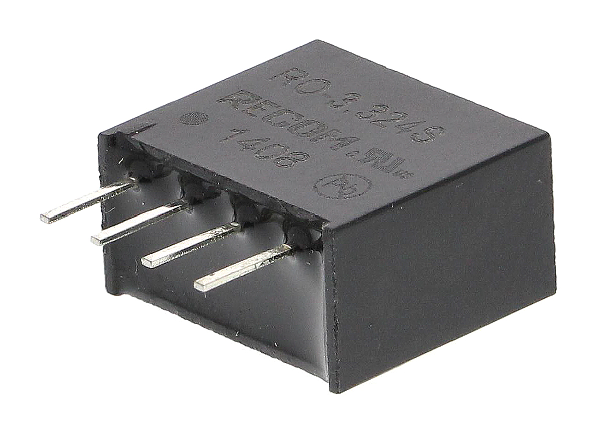 Recom RO DC/DC Converter, 24V dc/ 42 mA, 3.3V dc Input, 0V Input 1 W, Through Hole, 85 °C Max Temp -40 °C Min Temp,