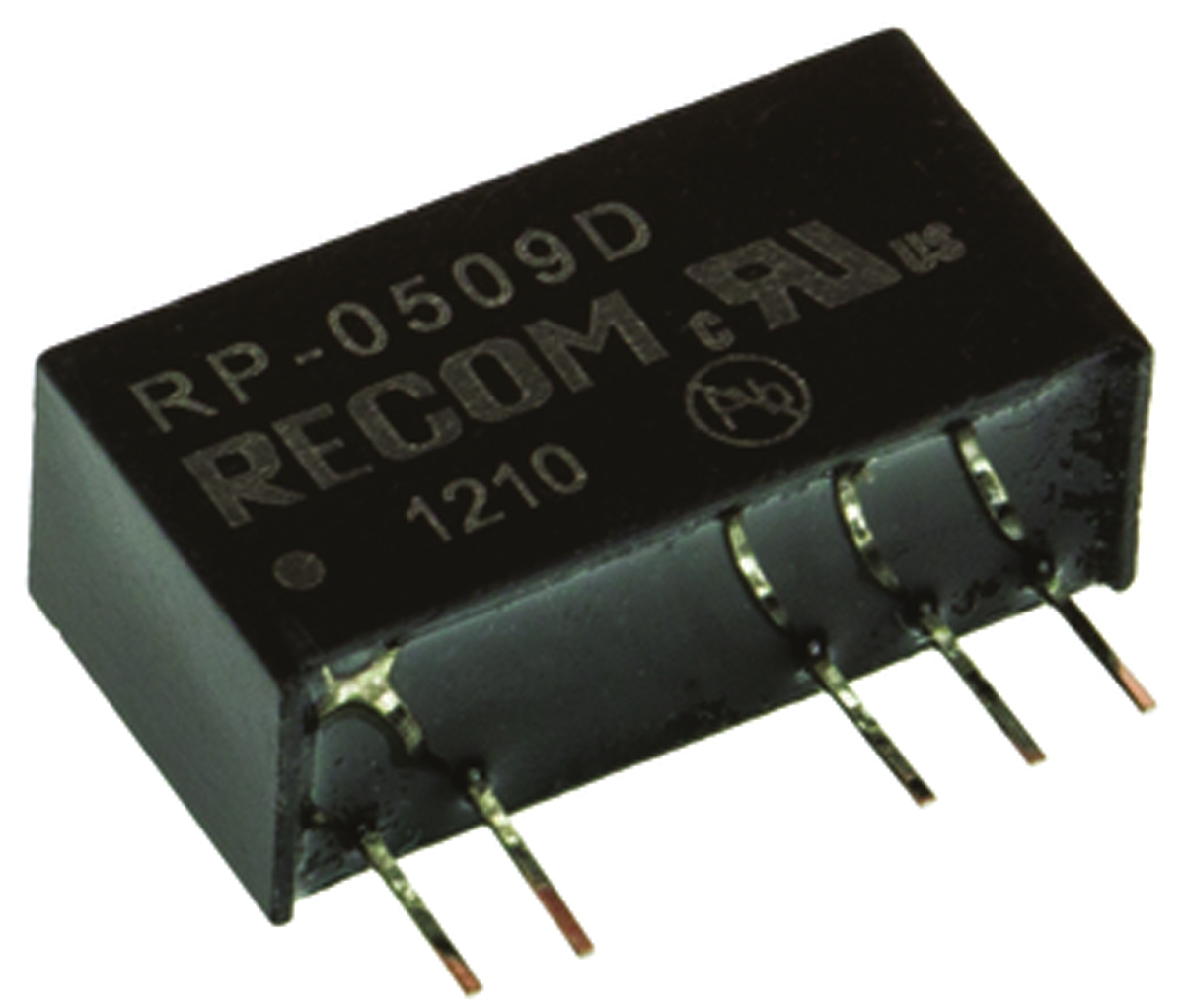 Recom DC/DC Converter, 9V/ 56 mA, 5V Input, 5V Input 1 W, Through Hole, 85 °C Max Temp -40 °C Min Temp, 5-Pin SIP-7