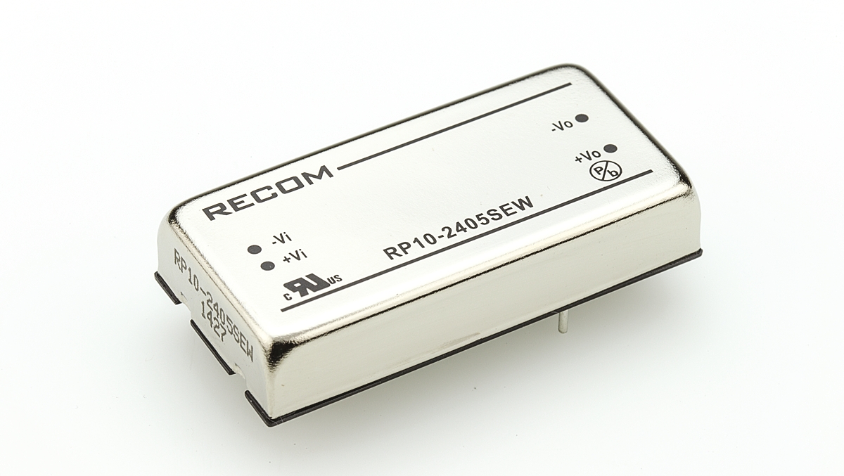 Recom RP10 EW DC/DC Converter, 5V dc/ 2 A, 24V dc Input, 9V Input 10 W, Through Hole, 85 °C Max Temp -20 °C Min Temp,