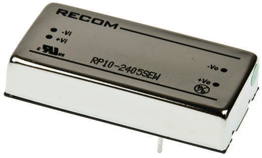 Recom RP10 EW DC/DC Converter, 5V dc/ 2 A, 48V dc Input, 18V Input 10 W, Through Hole, 85 °C Max Temp -20 °C Min Temp,