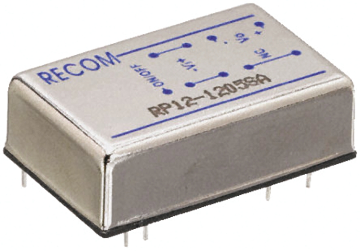 Recom RP12-A DC/DC Converter, 5V/, 18V Input, 9V Input 12 W, Through Hole, 85 °C Max Temp -40 °C Min Temp, 6-Pin DIP