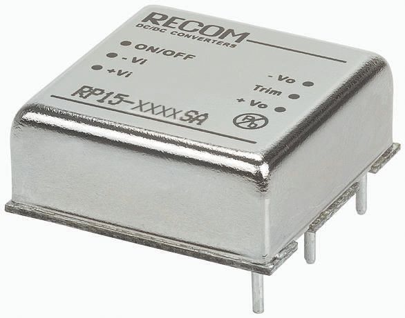 Recom RP15 A DC/DC Converter, 3.3V dc/ 4 A, 12V dc Input, 9V Input 15 W, Through Hole, 85 °C Max Temp -40 °C Min Temp,