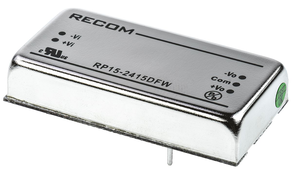 Recom RP15-FW DC/DC Converter, 15V, -15 V/, 36V Input, 9V Input 15 W, Through Hole, 85 °C Max Temp -40 °C Min Temp,