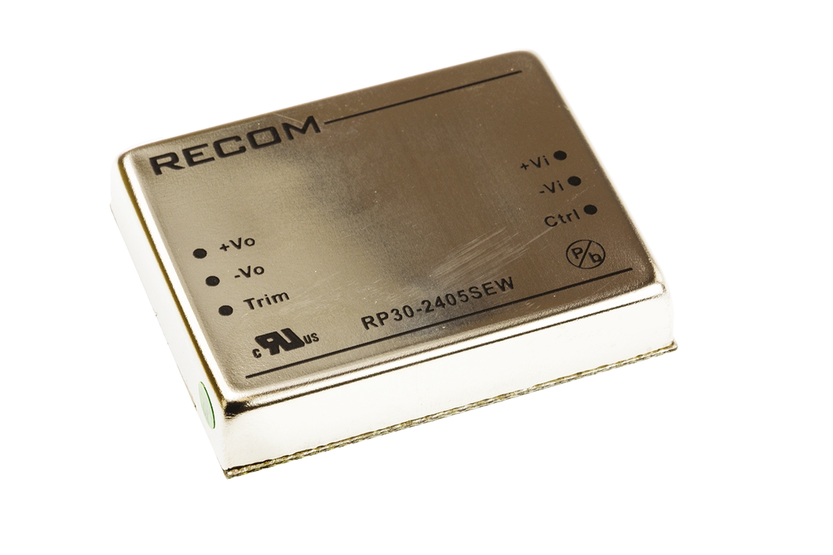 Recom RP30 EW DC/DC Converter, 5V dc/ 6 A, 24V dc Input, 10V Input 30 W, Through Hole, 85 °C Max Temp -40 °C Min Temp,