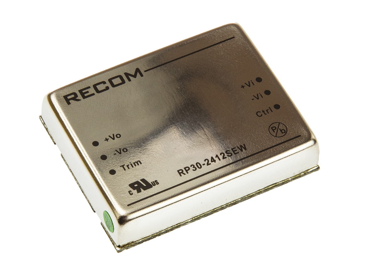 Recom RP30-EW DC/DC Converter, 12V dc/ 2.5 A, 24V dc Input, 10V Input 30 W, Through Hole, 85 °C Max Temp -40 °C Min