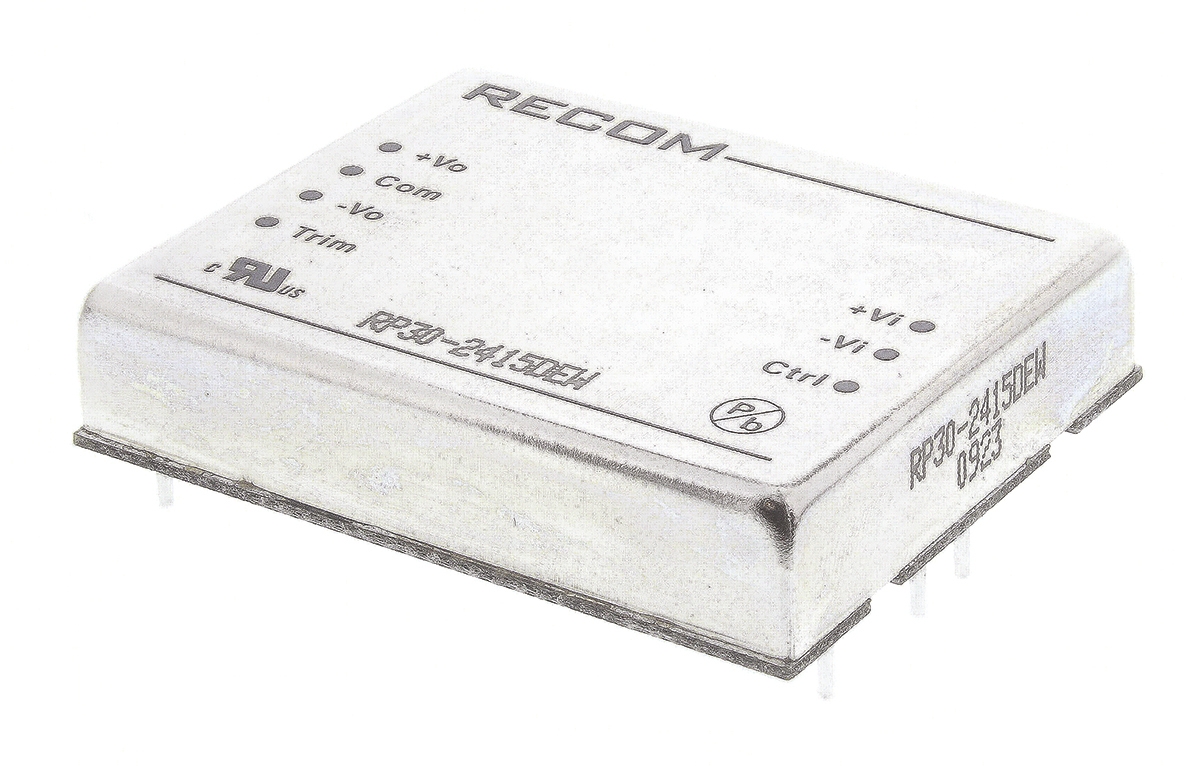 Recom RP30-EW DC/DC Converter, 15V dc, -15 V dc/ 1 A, 24V dc Input, 10V Input 30 W, Through Hole, 85 °C Max Temp -40 °C