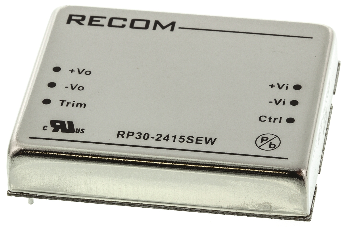 Recom RP30-EW DC/DC Converter, 15V dc/ 2 A, 24V dc Input, 10V Input 30 W, Through Hole, 85 °C Max Temp -40 °C Min Temp,