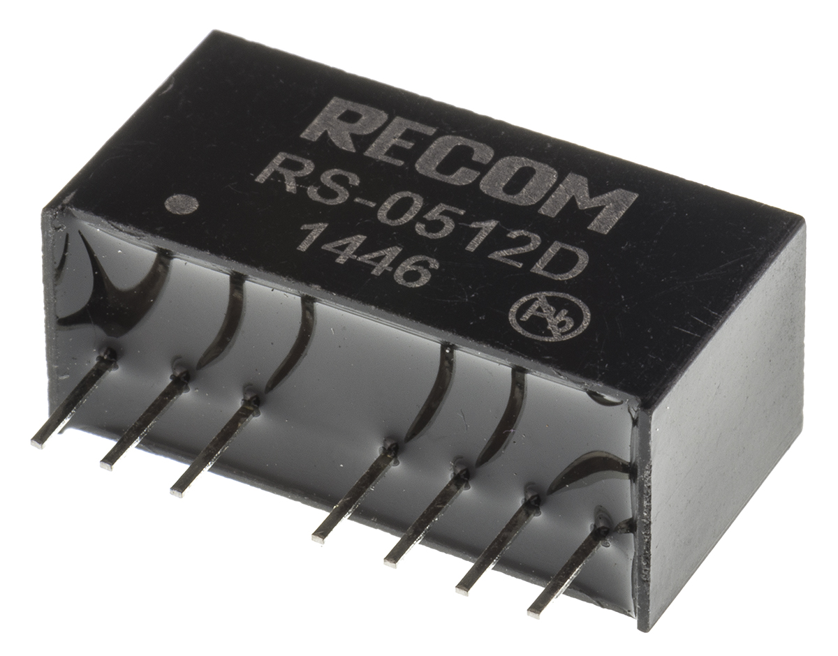 Recom RS DC/DC Converter, 12V, -12 V/ 83 mA, 9V dc Input, 4.5V Input 2 W, Through Hole, 85 °C Max Temp -40 °C Min Temp,
