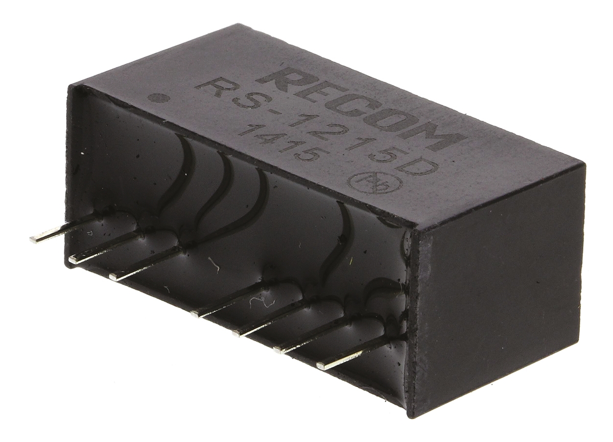 Recom RS DC/DC Converter, 15V, -15 V/ 67 mA, 18V dc Input, 9V Input 2 W, Through Hole, 85 °C Max Temp -40 °C Min Temp,