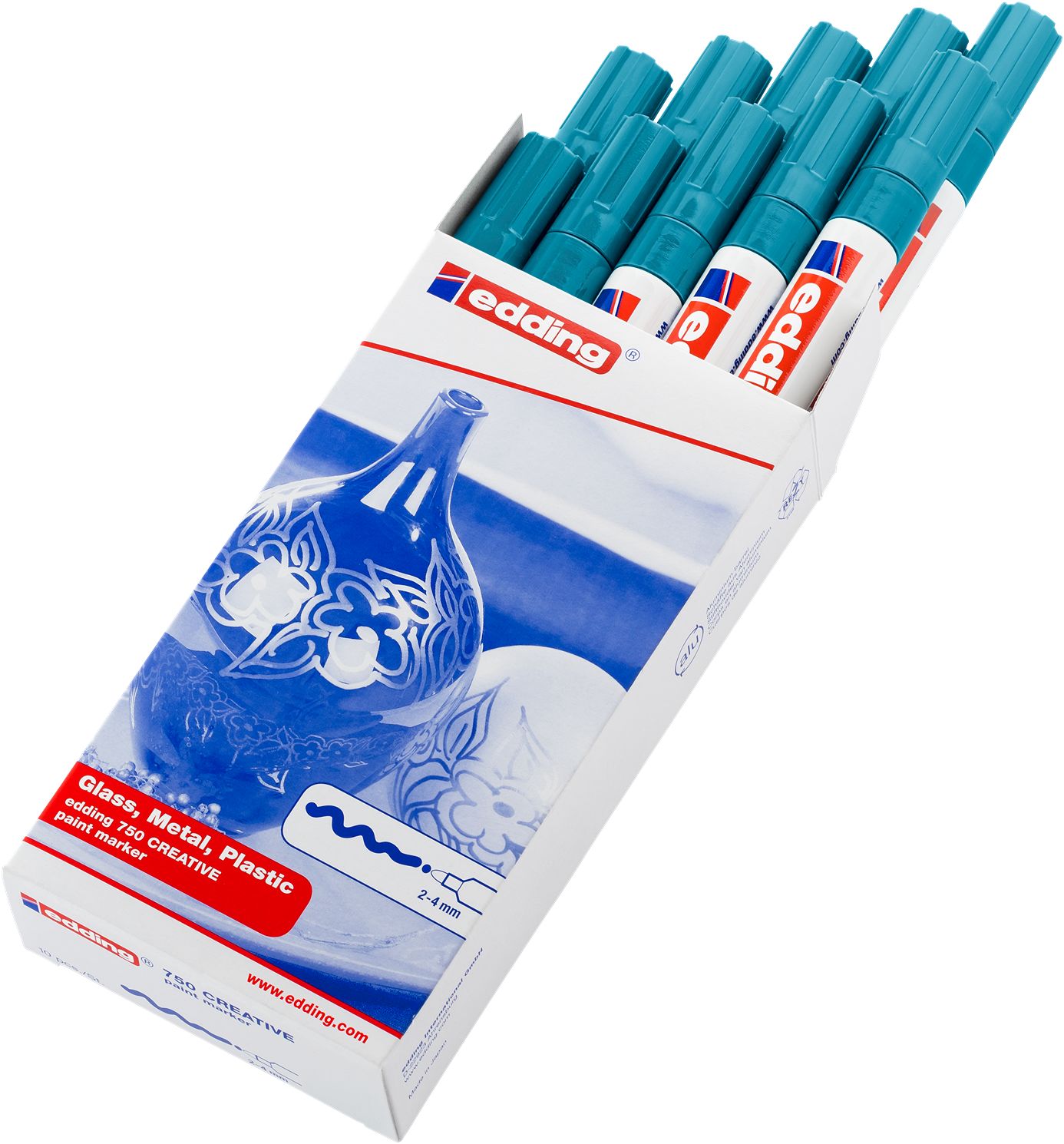 Edding Blue 4 mm Paint Marker Pen for use with Glass, Plastic, Metal, Wood