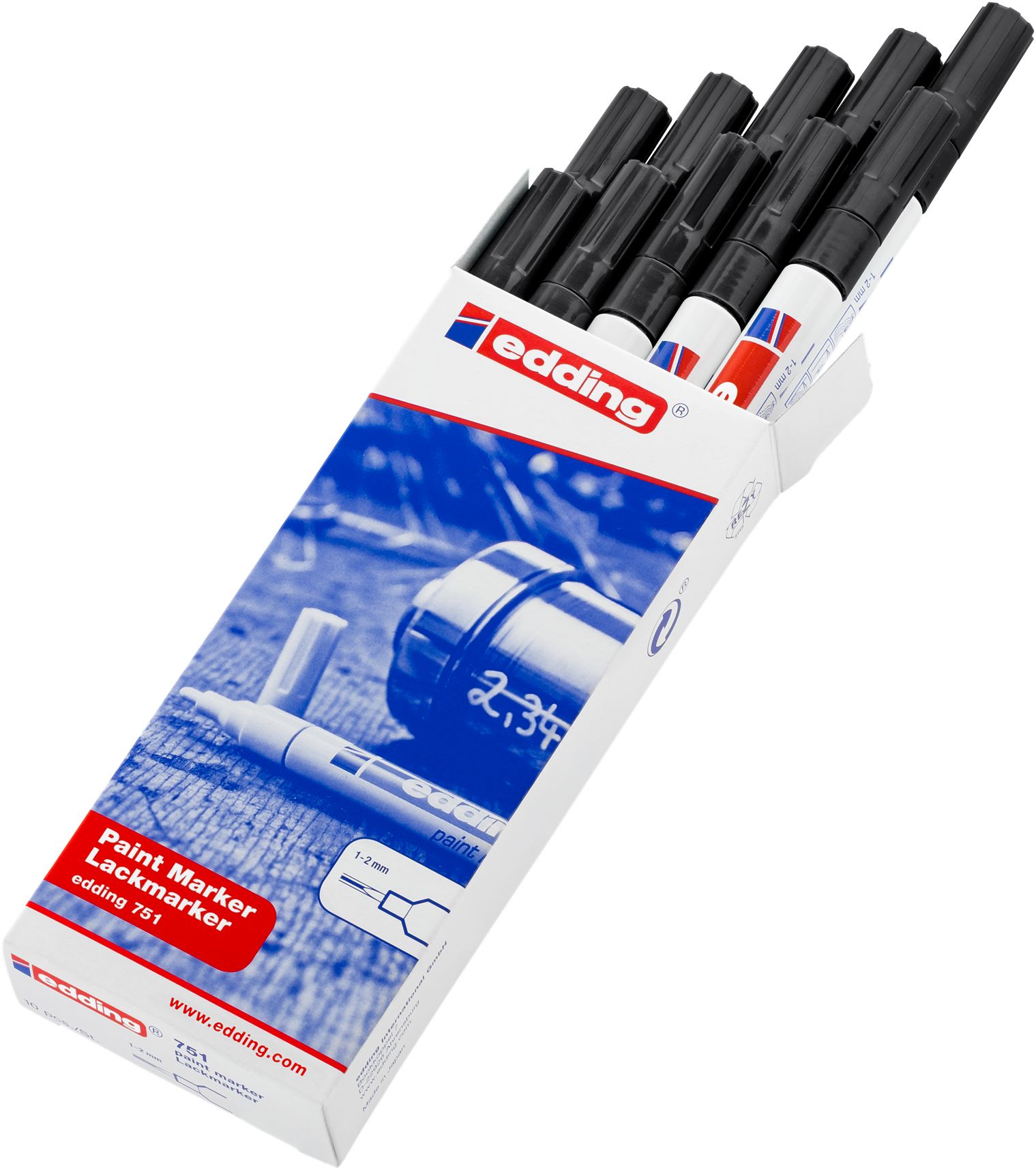 Edding Black 2 mm Fine Tip Paint Marker Pen for use with Plastic, Glass, Wood, Metal