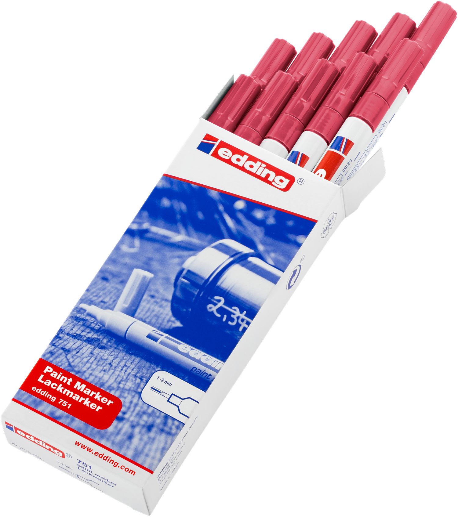 Edding Red 2 mm Fine Tip Paint Marker Pen for use with Metal, Glass, Wood, Plastic