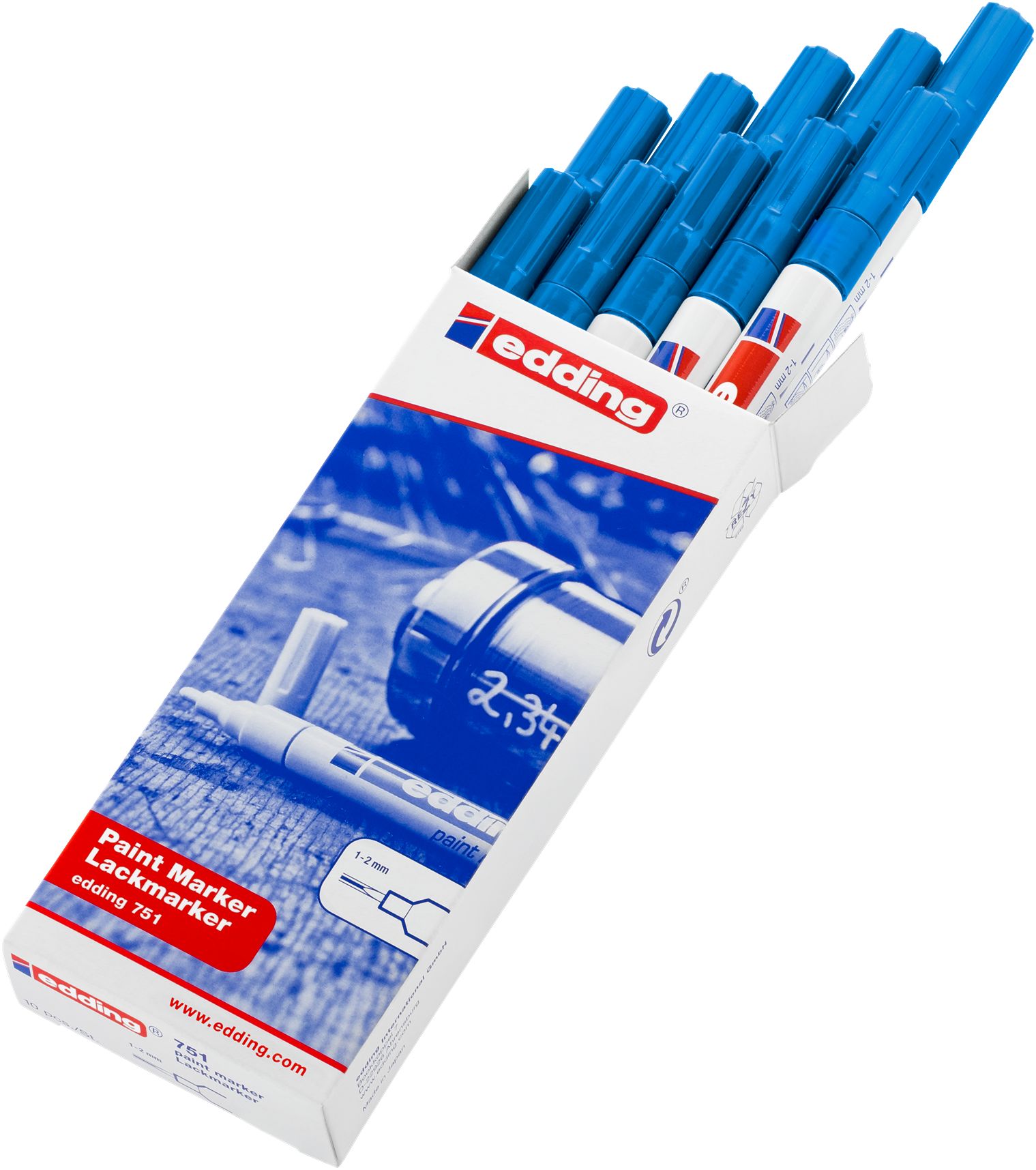 Edding Blue 2 mm Fine Tip Paint Marker Pen for use with Glass, Wood, Plastic, Metal
