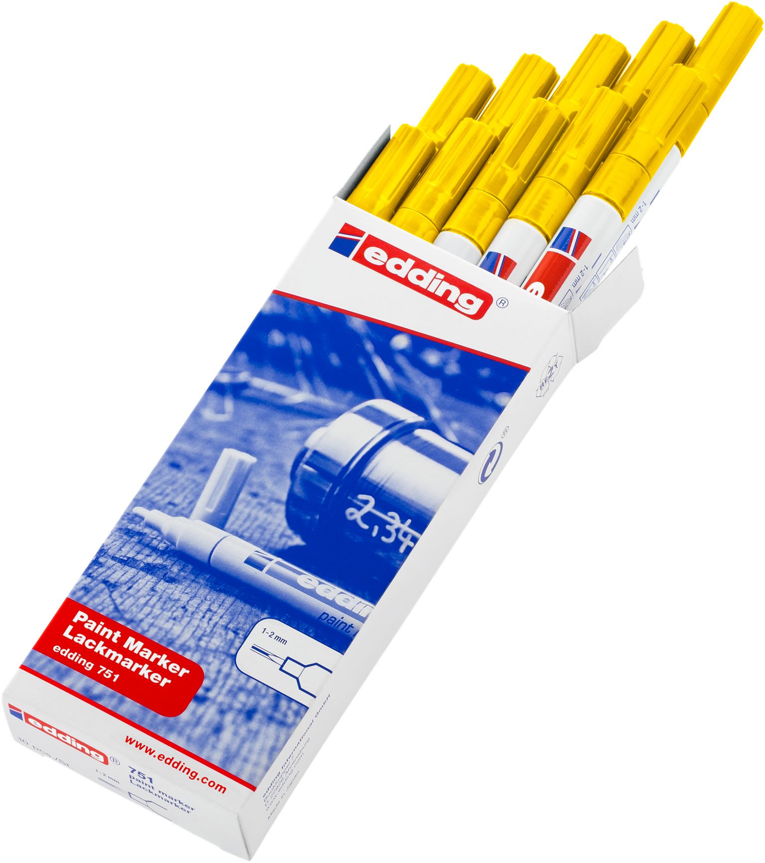 Edding Yellow 2 mm Fine Tip Paint Marker Pen for use with Plastic, Metal, Wood, Glass