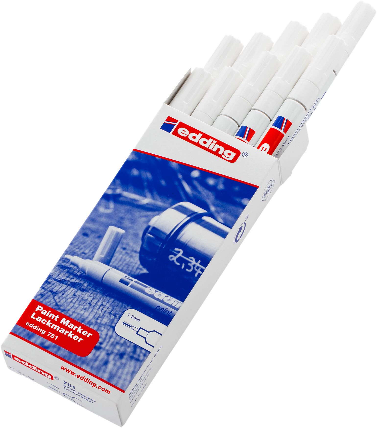 Edding White 2 mm Fine Tip Paint Marker Pen for use with Glass, Wood, Metal, Plastic