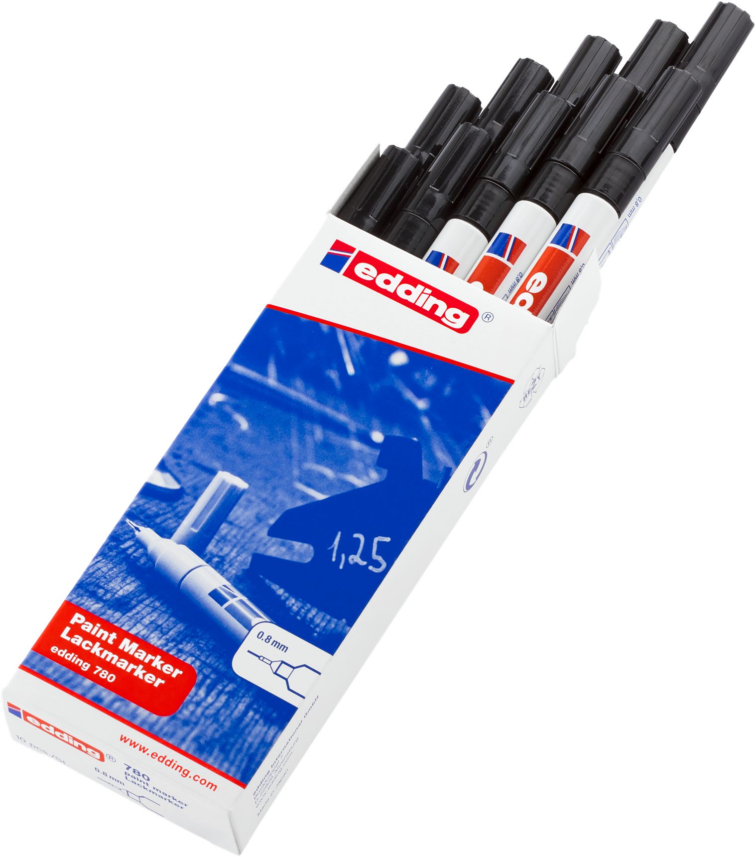 Edding Black 0.8 mm Extra Fine Tip Paint Marker Pen for use with Glass, Plastic, Wood, Metal