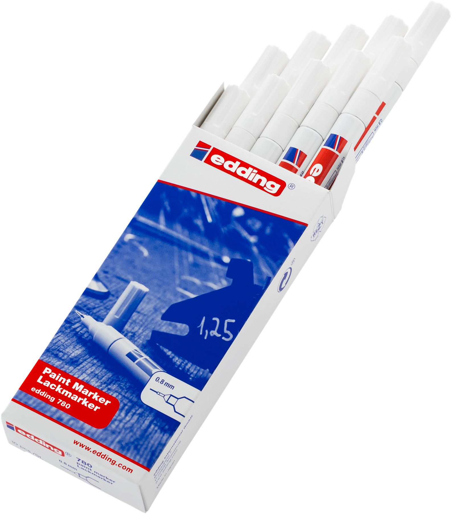 Edding White 0.8 mm Extra Fine Tip Paint Marker Pen for use with Wood, Plastic, Metal, Glass