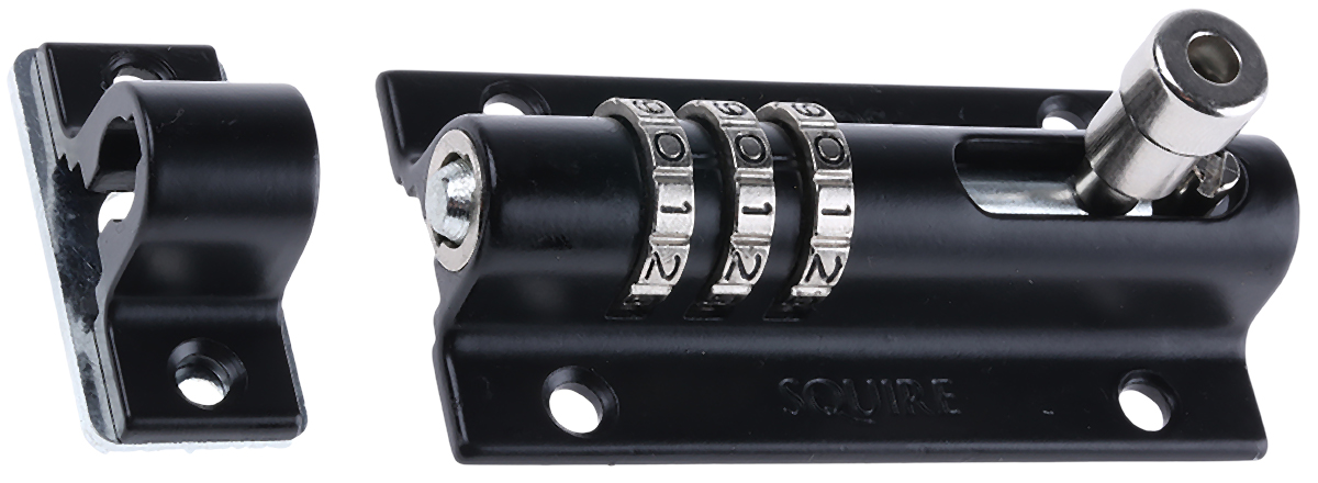 Squire Steel, Die Cast Black Powder Coated Door Bolt 90 mm 37 mm