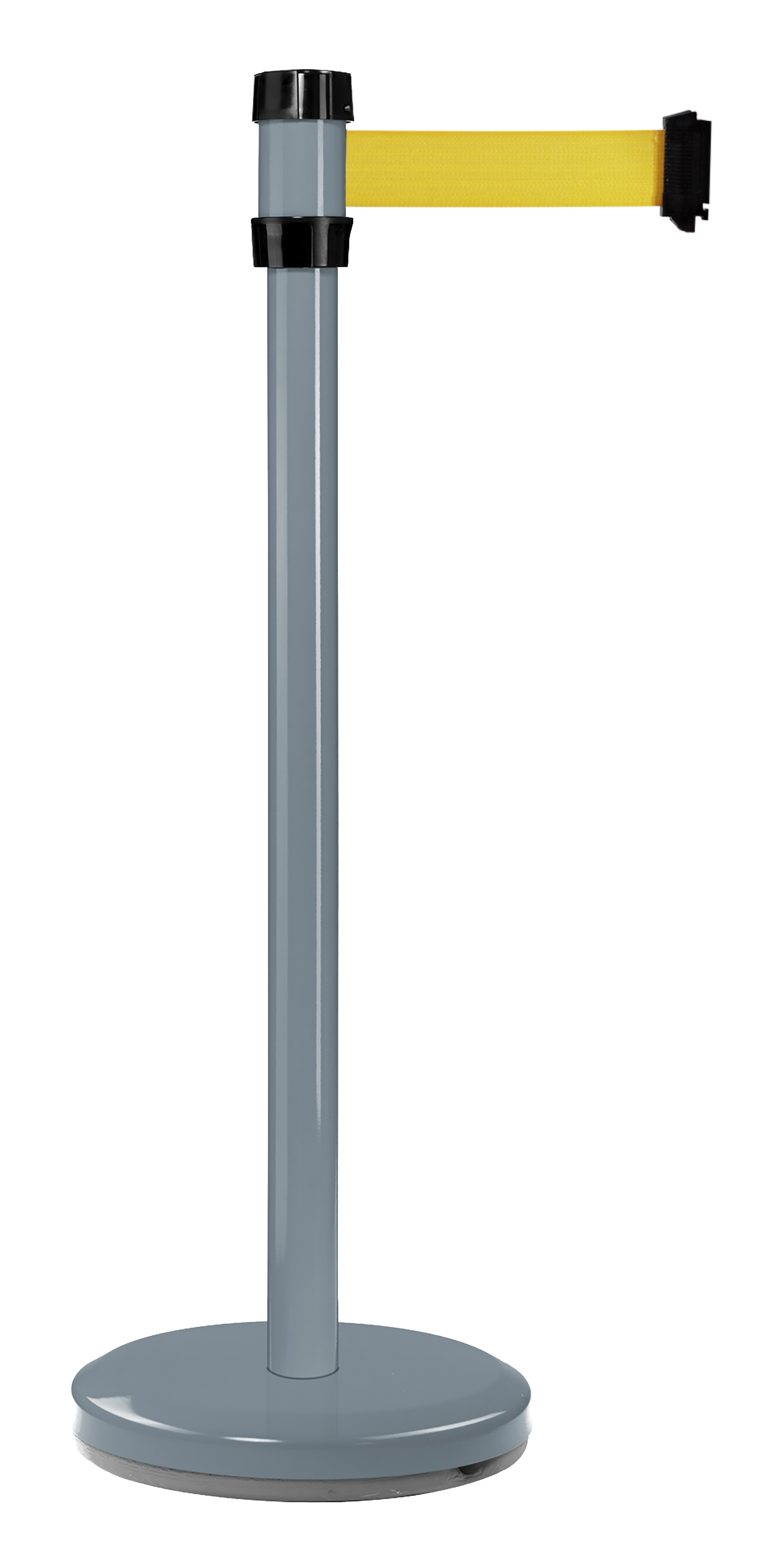 Viso Grey Strap Post, Yellow Tape, Steel, Polyester, Barrier Post, 2 m