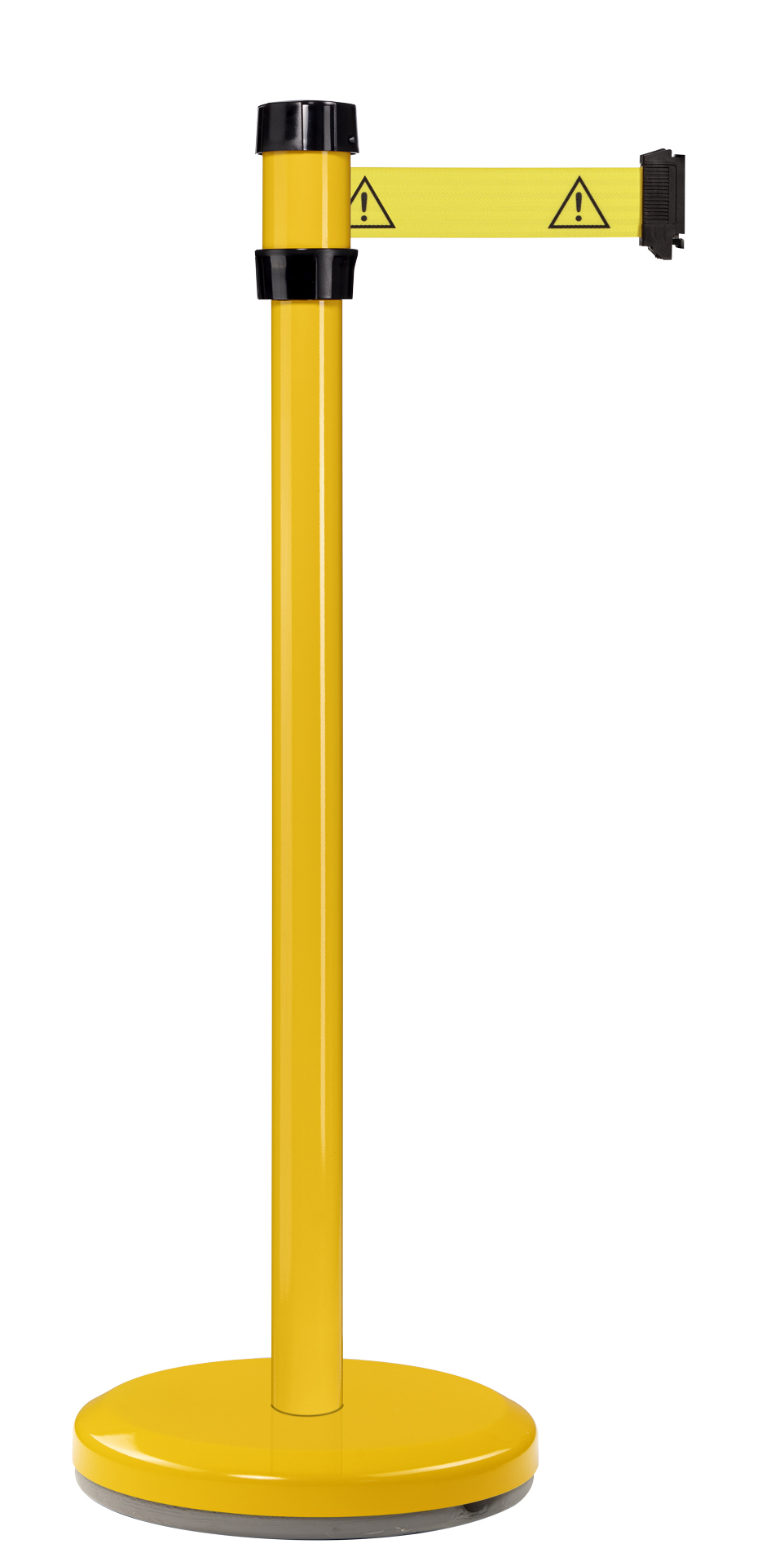 Viso Black, Yellow Strap Post, Yellow Tape, Steel, Polyester, Barrier Post, 2 m
