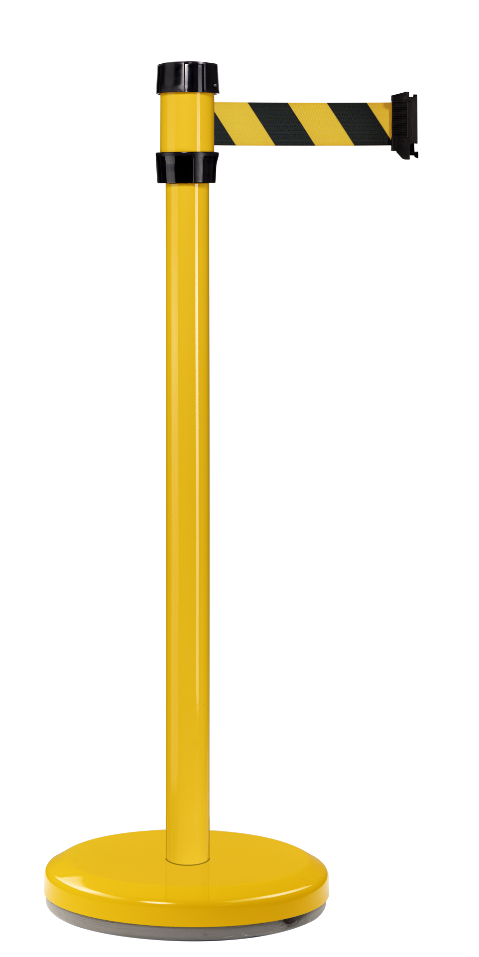 Viso Yellow Strap Post, Yellow, Black Tape, Steel, Polyester, Barrier Post, 2 m