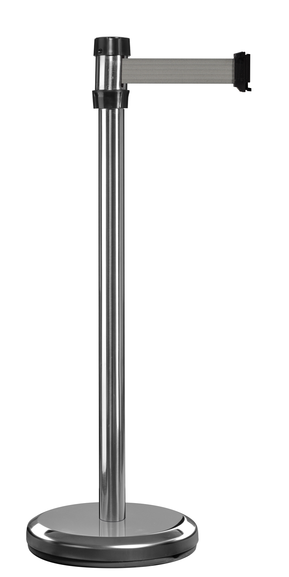 Viso Grey, Chrome Strap Post, Grey Tape, Steel, Polyester, Polyester, Barrier Post, 2 m